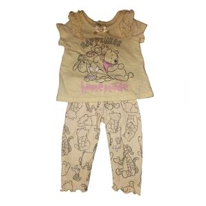 Disney Winnie the Pooh 2 piece yellow shirt/ pants girl 0/3M